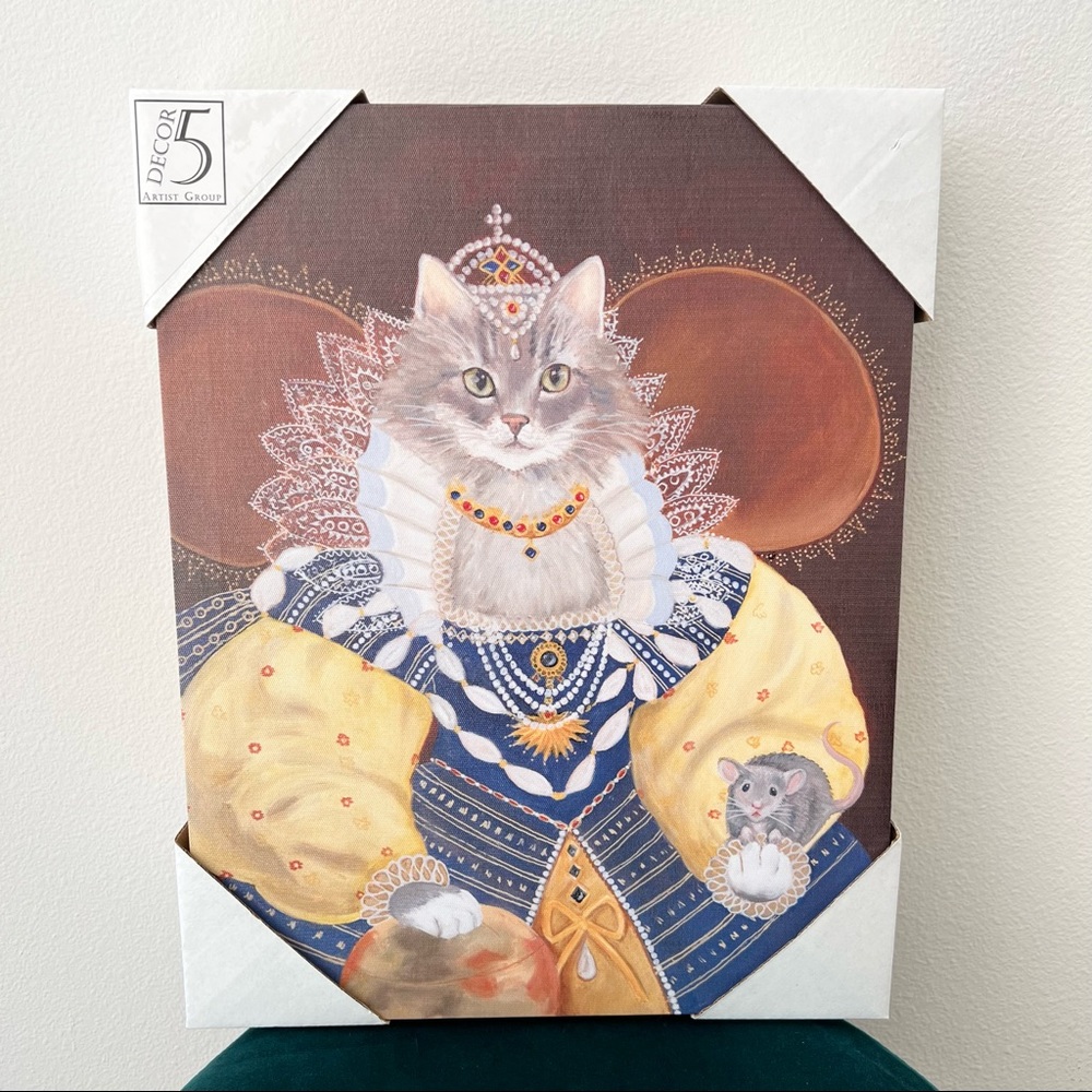 NEW Renaissance Royal Queen Cat and Mouse Wall Art Print Canvas